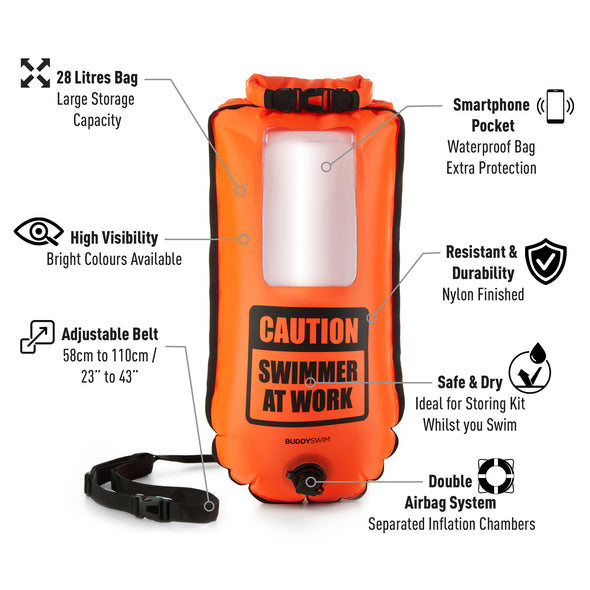 Smartphone Swim Buoy | BuddySwim Buoy with Compartment for Mobile Phone