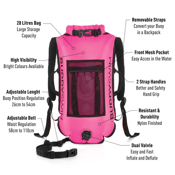 Swimmer's Backpack Buoy | BuddySwim Open Water Buoy Drybag 28LT