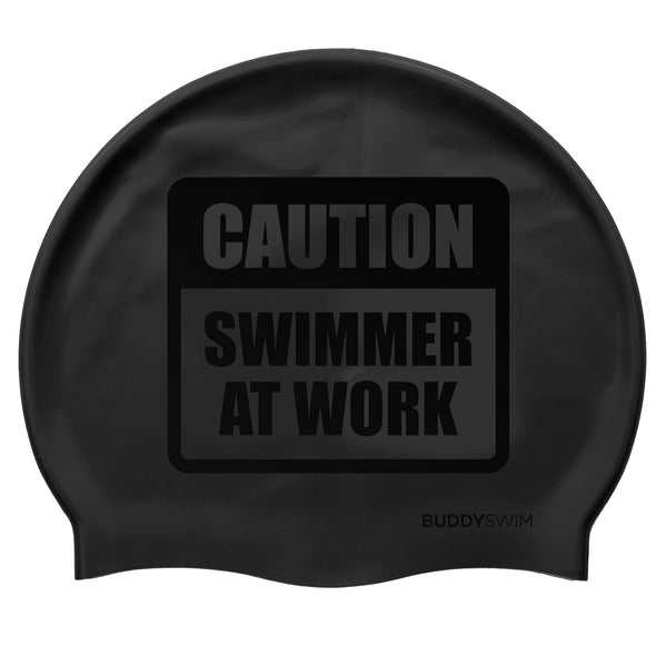 Caution, Swimmer At Work | Silicone Swimming Cap