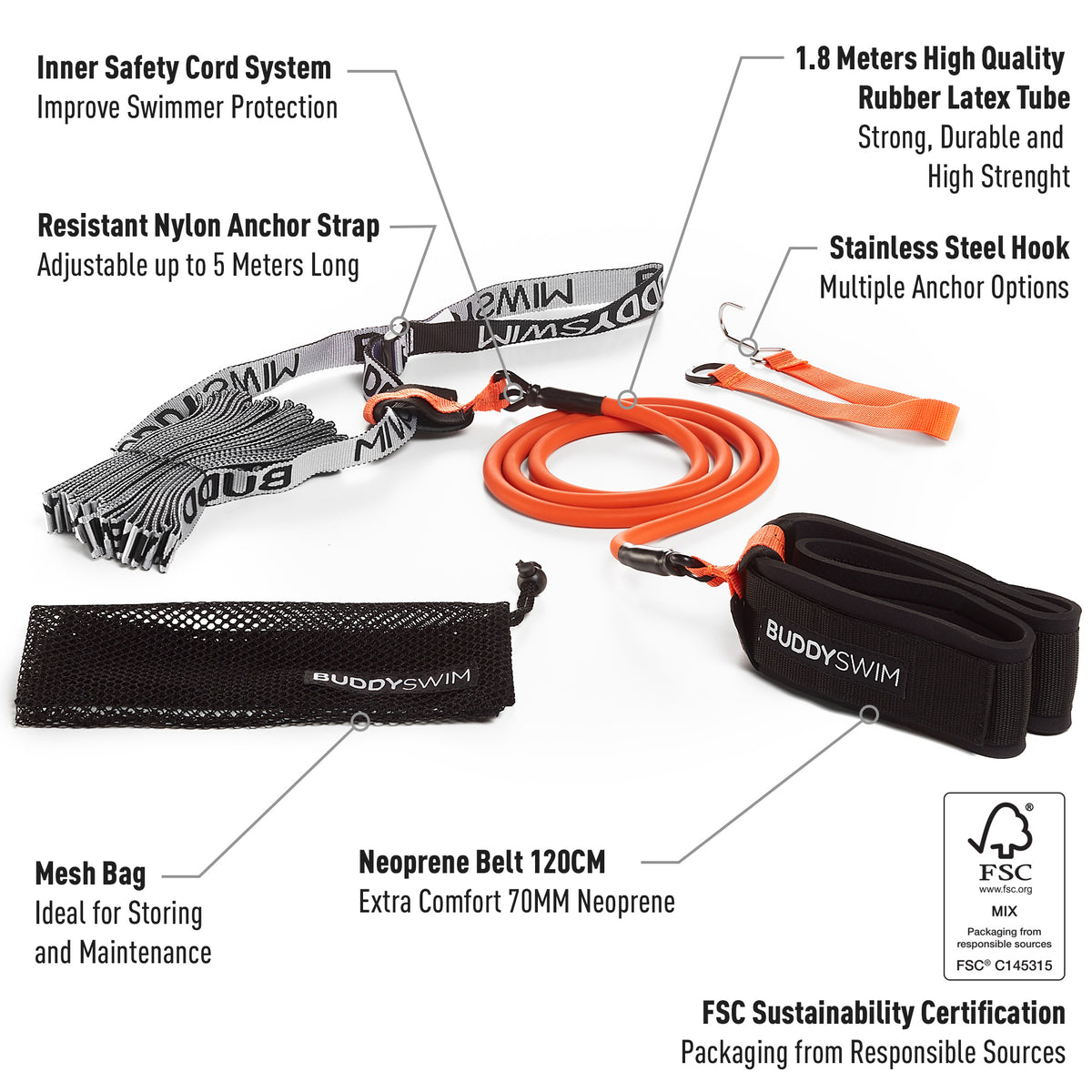 Stationary Swim Lane Belt | BuddySwim Stationary Swim Belt