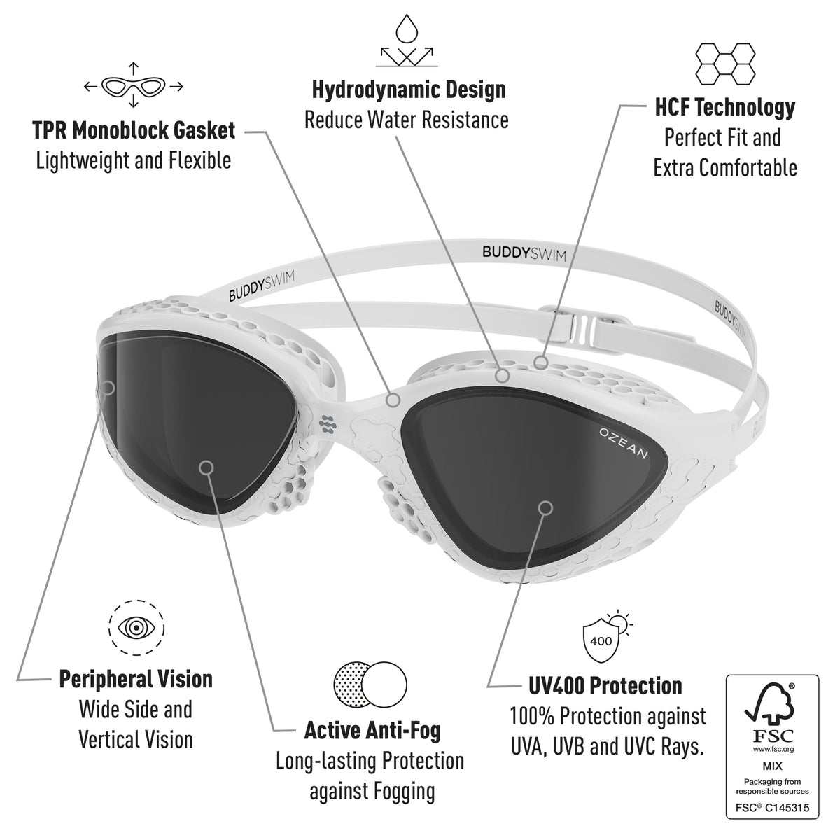 Ozean Swim Goggles | Comfort and Performance Swim Goggles