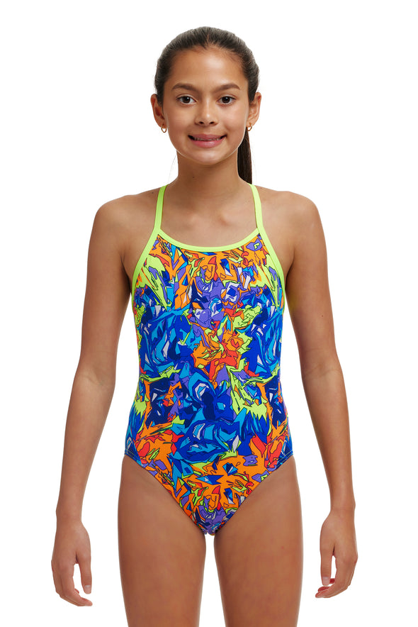 Mixed Mess | Girls Diamond Back One Piece