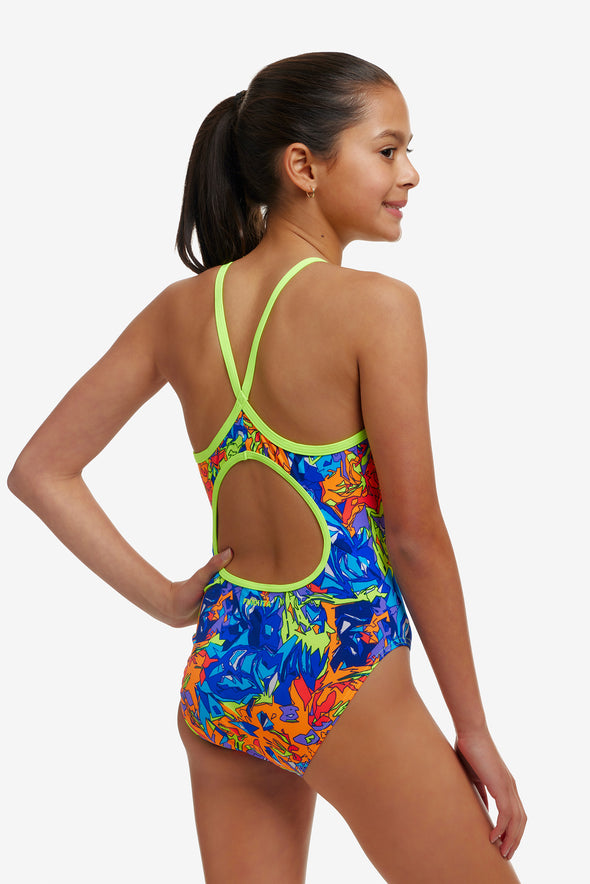 Mixed Mess | Girls Diamond Back One Piece