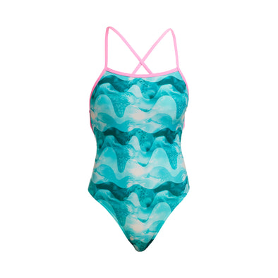 Teal Wave | Ladies Strapped In One Piece