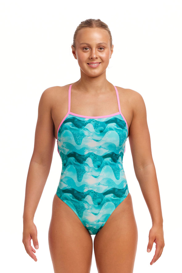 Teal Wave | Ladies Strapped In One Piece