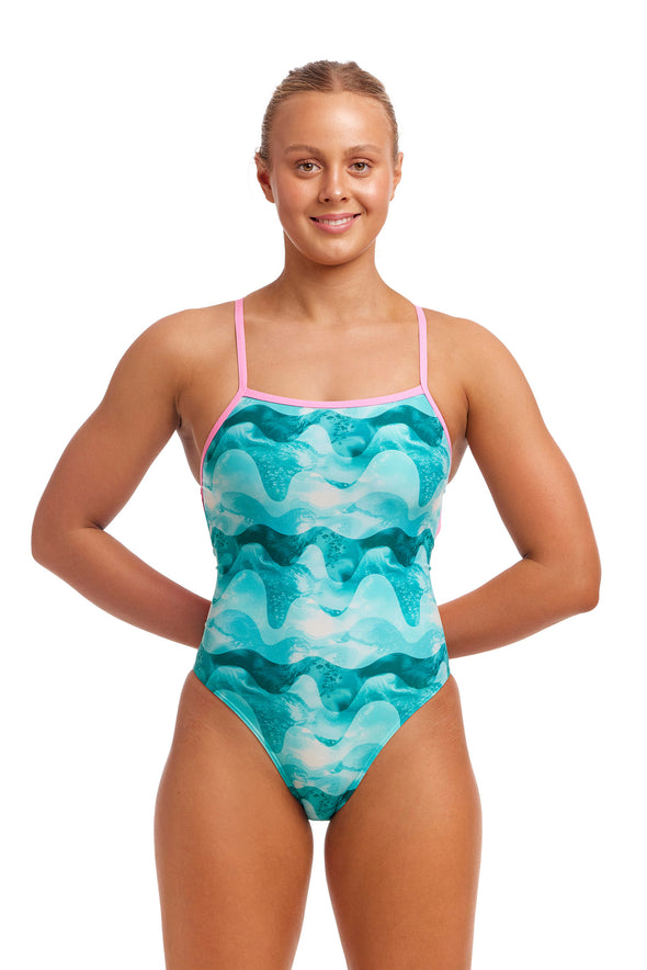 Teal Wave | Ladies Strapped In One Piece