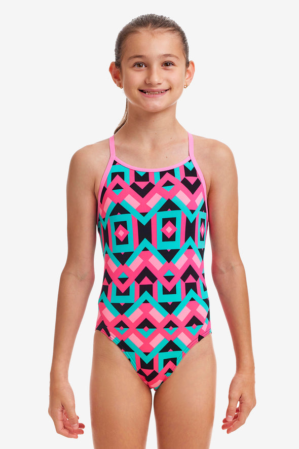 Square Stare | Girls Diamond Back One Piece