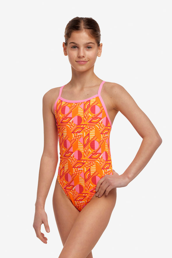 Orange Crush | Girls Single Strap One Piece