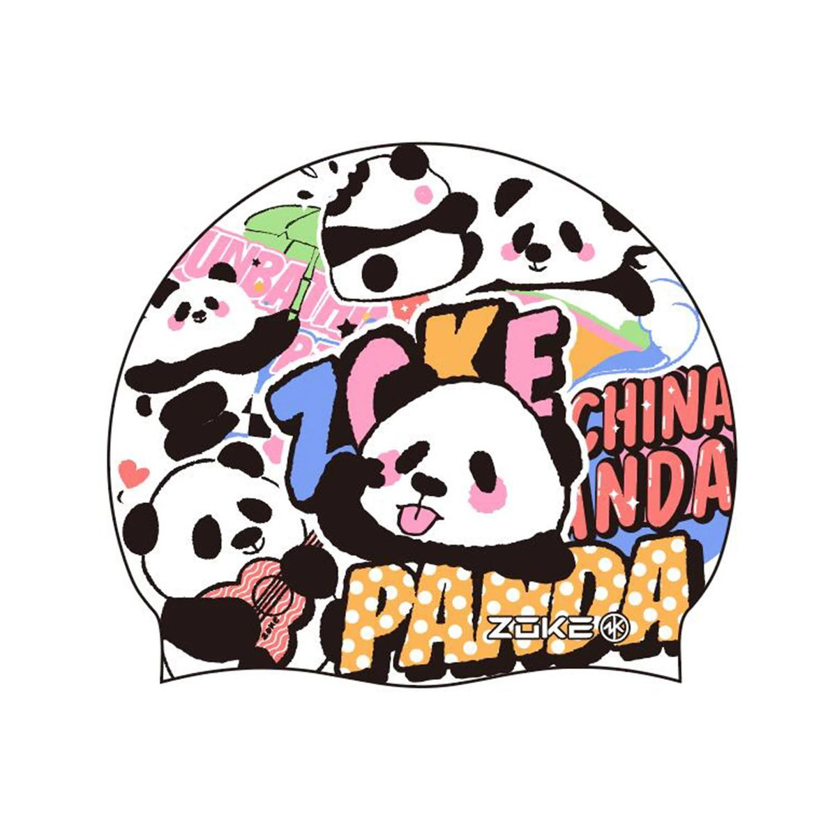 Colourful Panda | Silicone Swim Cap