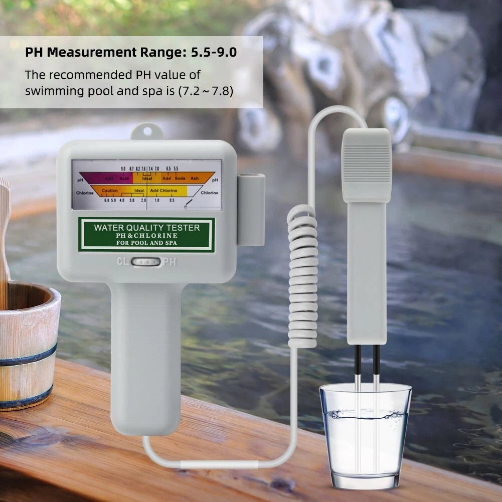 Water Quality Tester for Pool & Spa | 2-in-1 PH Chlorine Meter