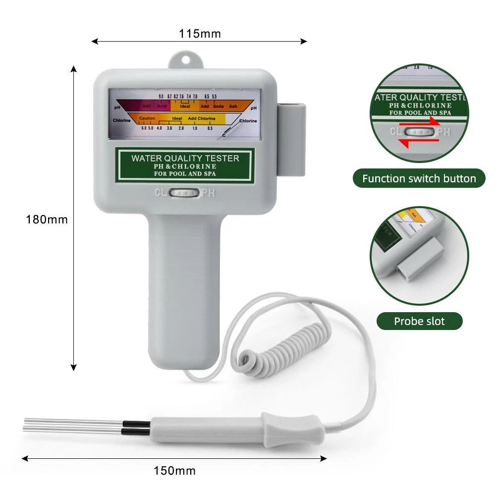 Water Quality Tester for Pool & Spa | 2-in-1 PH Chlorine Meter