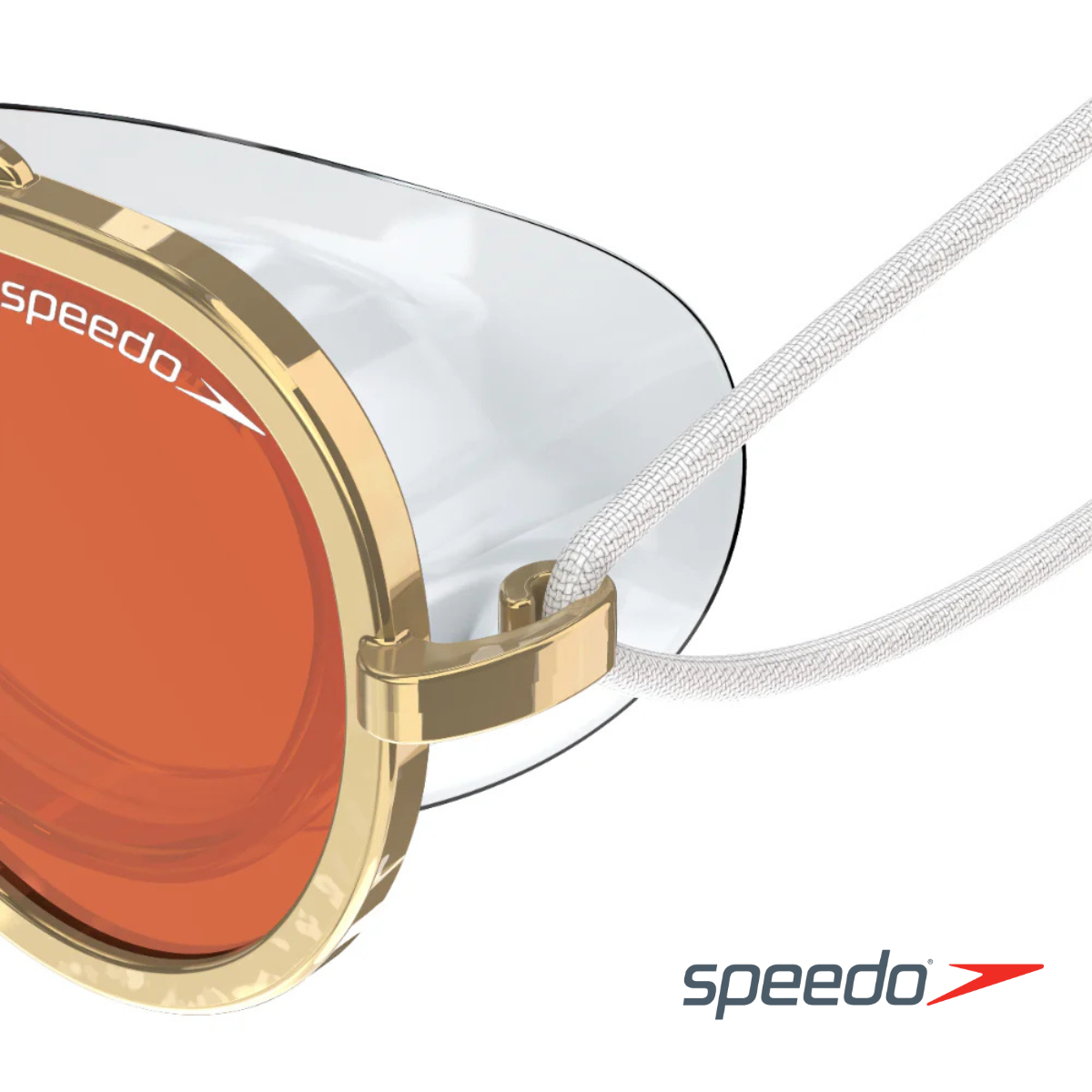 Speedo Sunny G goggle bungee strap adjustment close-up