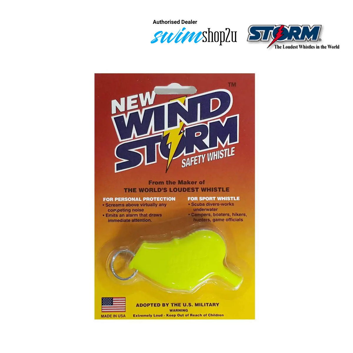 Windstorm™ Safety Whistle 123 dB Waterproof Emergency & Dive Whistle