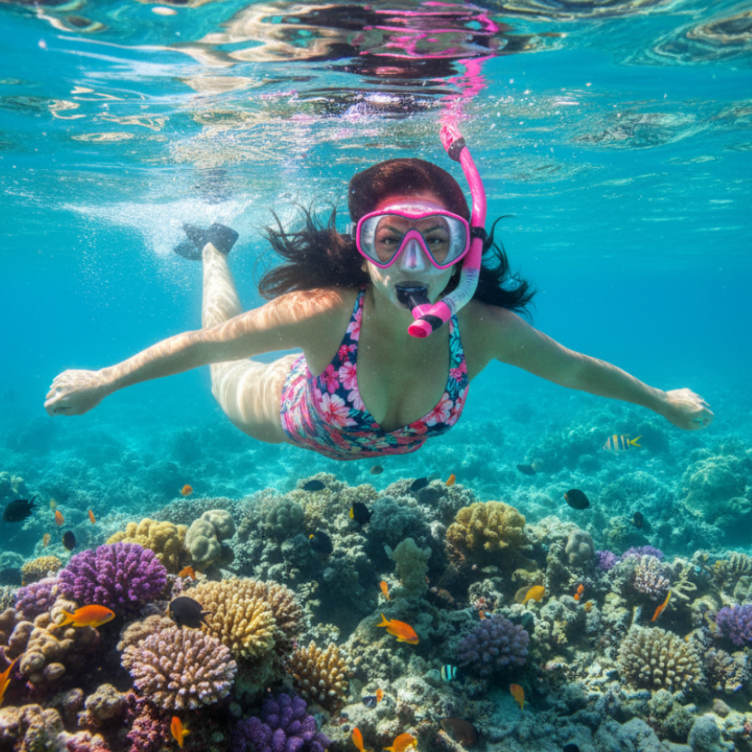 Adult Snorkelling Mask & Snorkel Set | Silicone, Tempered Glass & Dry-Top Snorkel