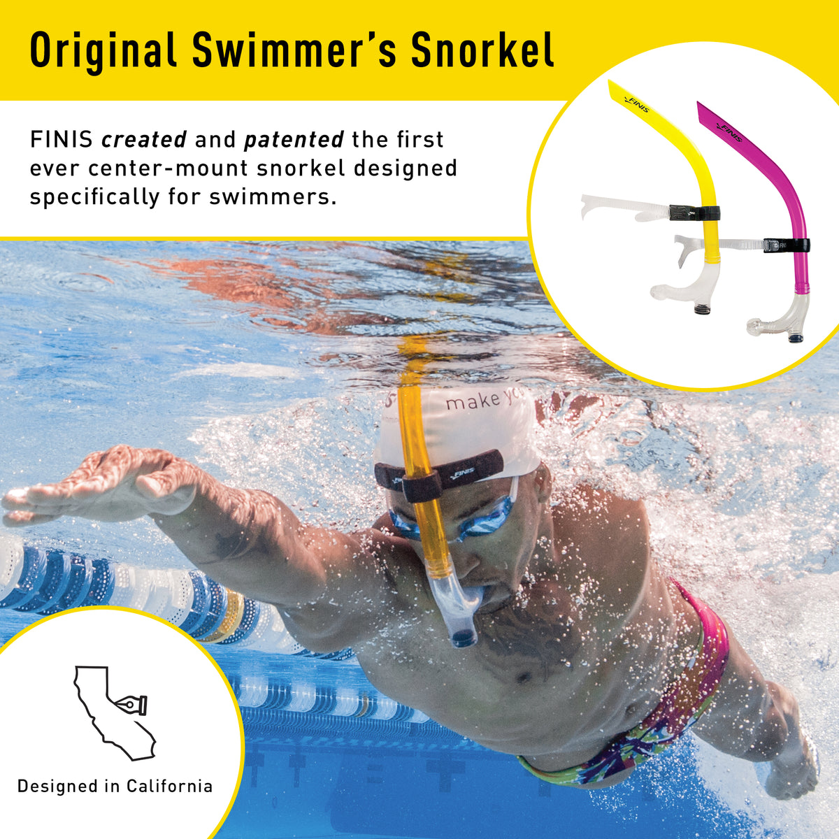 Original Swimmer's Snorkel | First ever center-mount snorkel