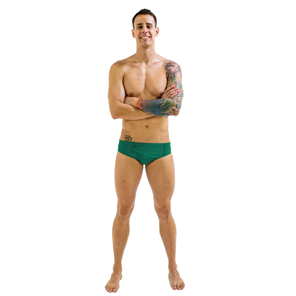 Maze Green Brief | Durable Training and Competition Swimwear