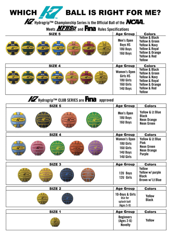 KAP7 Championship Series HydroGrip Water Polo Ball (10U): 12+ | Size 2
