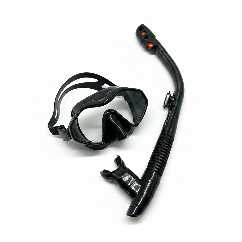 Adult Snorkelling Mask & Snorkel Set | Silicone, Tempered Glass & Dry-Top Snorkel